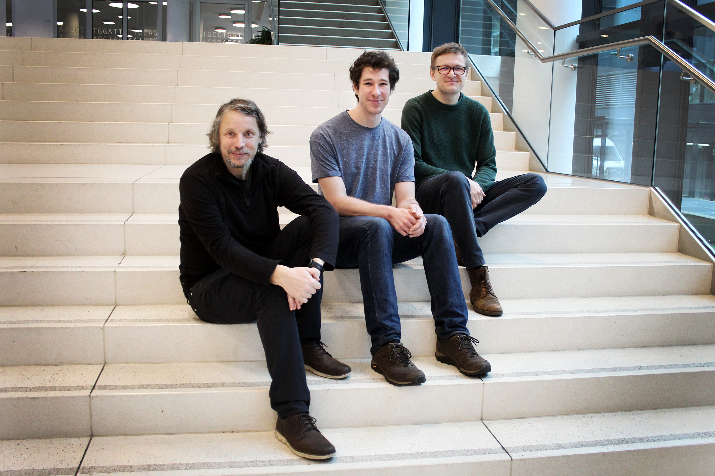 The key contributors to the study (left to right): Tim Clausen (Senior Scientist), Daniel Grabarczyk (Postdoc), and Julian Ehrmann (PhD student). 